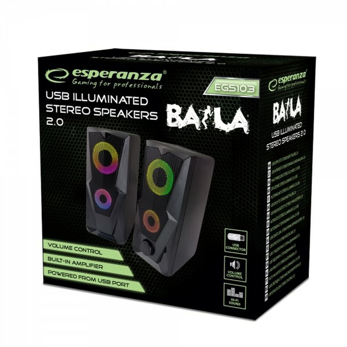 PC-kaiuttimet Esperanza BAILA Musta Monivärinen